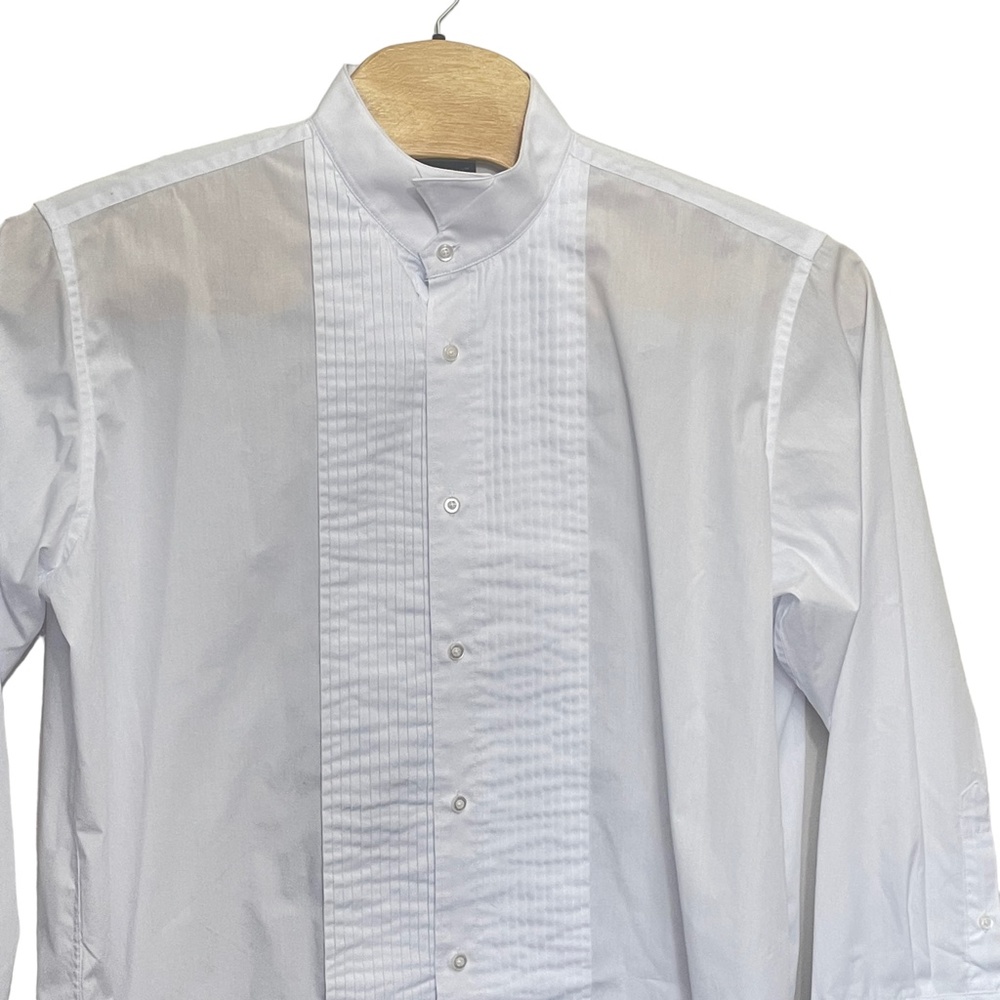 Milani White Tux Shirt 17 1/2 34-35 Mens Button‎ Up French Cuffs - Picture 6 of 7